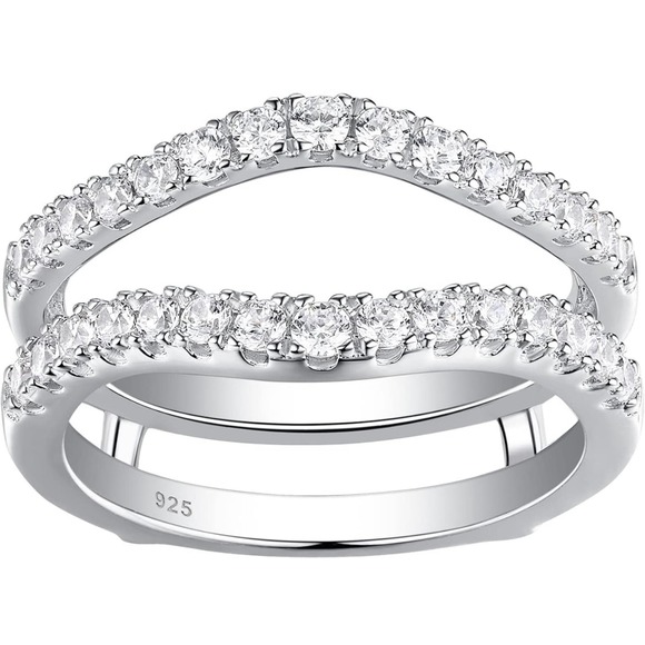 Moissanite Diamond Enhancer Ring Guard Wedding Band Anniversary 925- 18k Size 8 - Picture 10 of 11